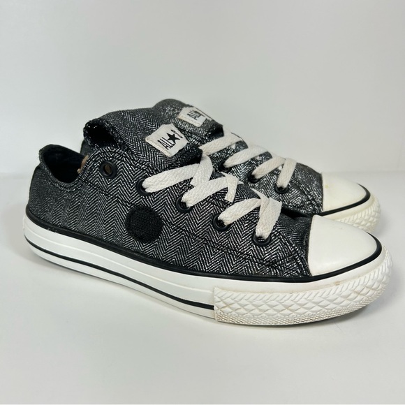 Converse All-Star Metallic/Glitter Silver Sneakers Shoes; Youth/ Junior Size 1 - Picture 4 of 16